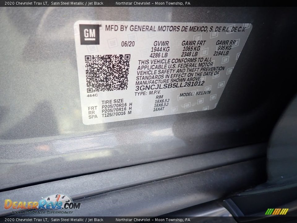 2020 Chevrolet Trax LT Satin Steel Metallic / Jet Black Photo #17