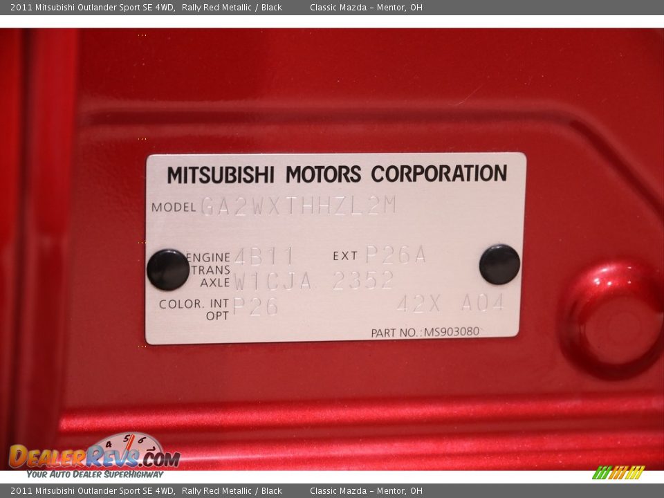 2011 Mitsubishi Outlander Sport SE 4WD Rally Red Metallic / Black Photo #19