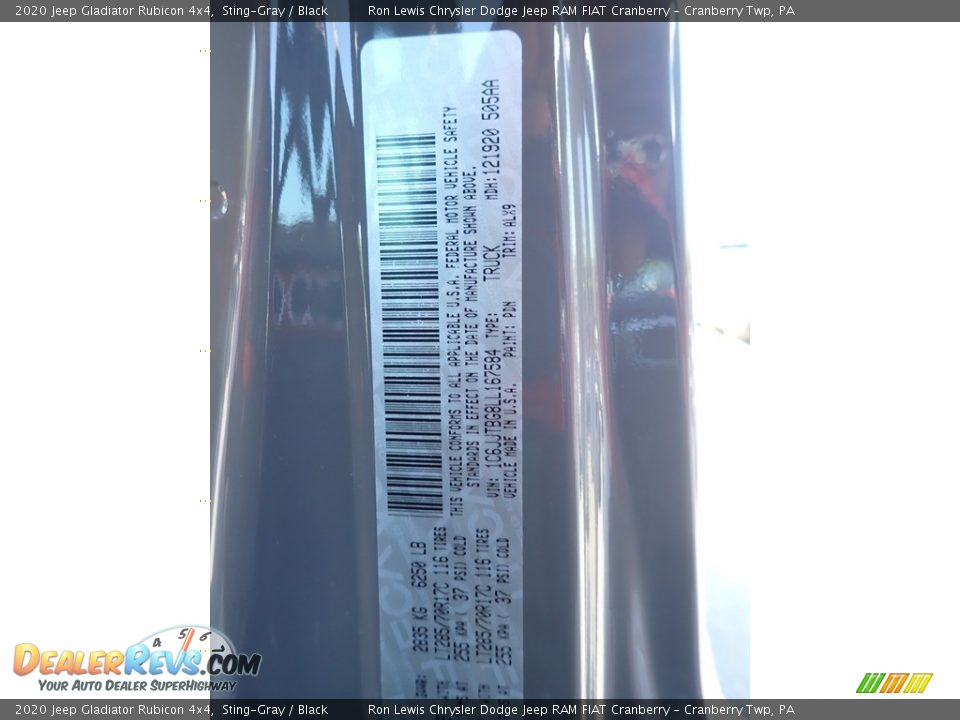 2020 Jeep Gladiator Rubicon 4x4 Sting-Gray / Black Photo #10