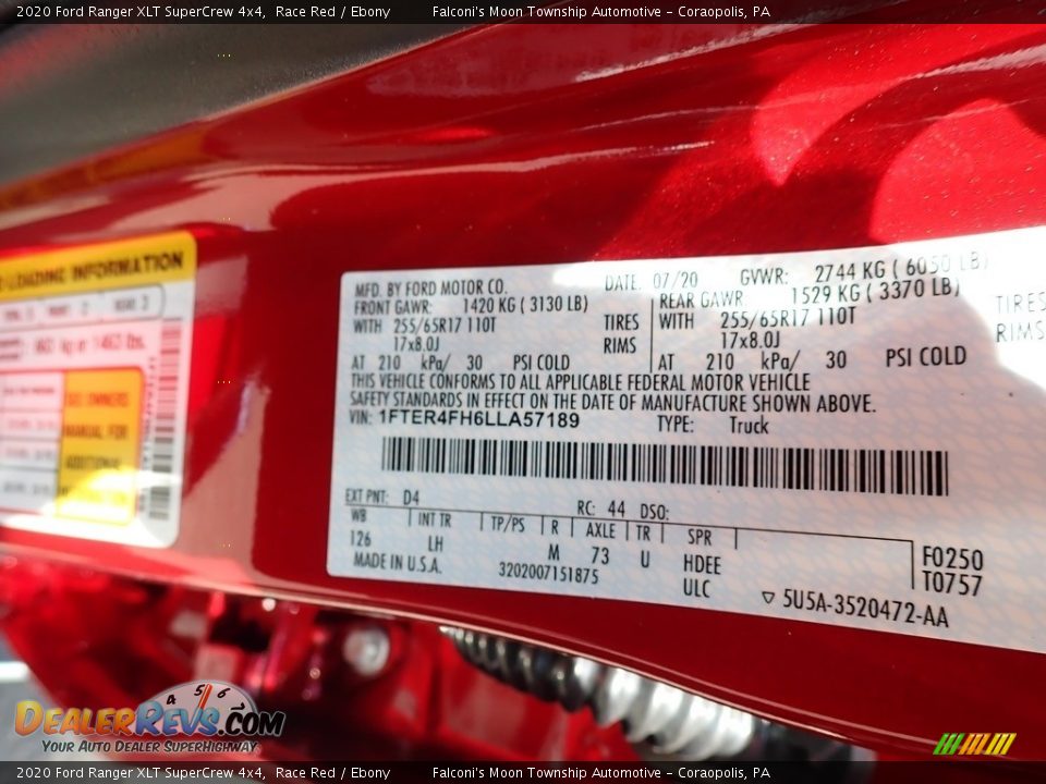 2020 Ford Ranger XLT SuperCrew 4x4 Race Red / Ebony Photo #12