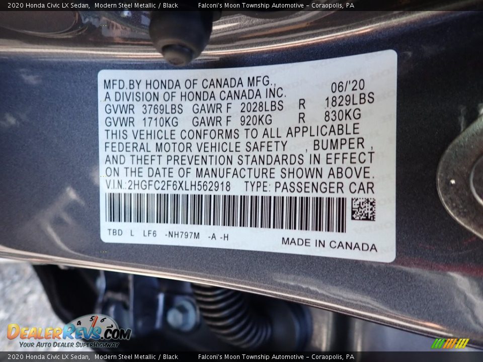 2020 Honda Civic LX Sedan Modern Steel Metallic / Black Photo #12