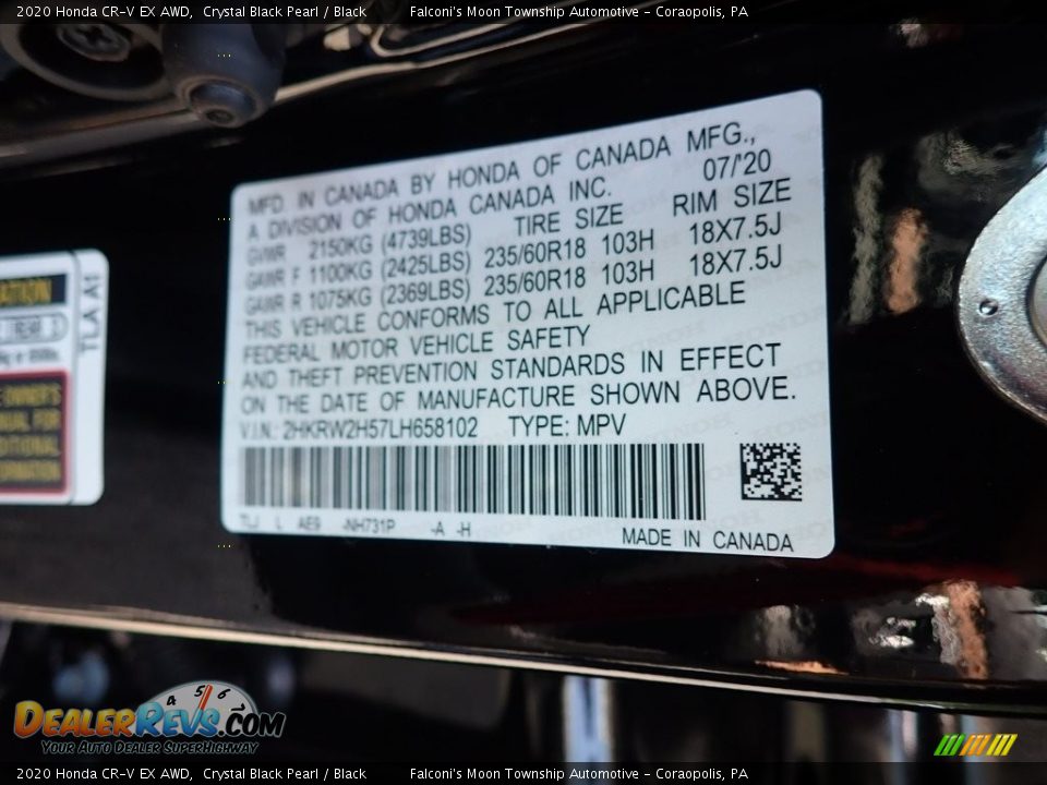 2020 Honda CR-V EX AWD Crystal Black Pearl / Black Photo #12