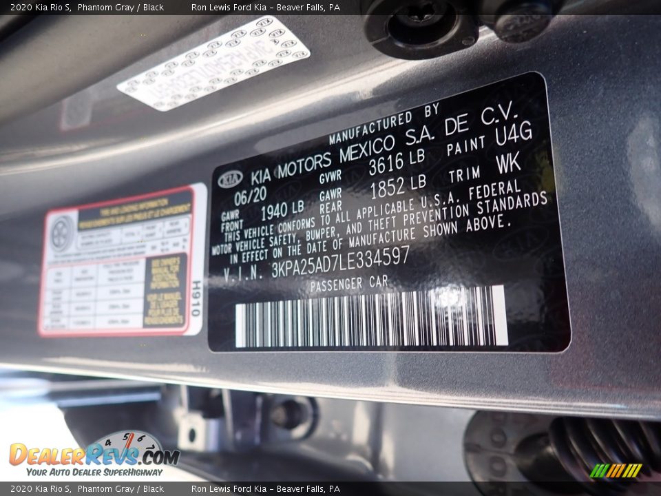 2020 Kia Rio S Phantom Gray / Black Photo #14