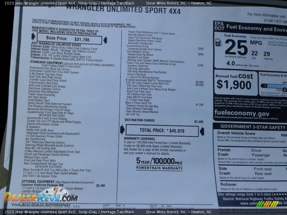 2020 Jeep Wrangler Unlimited Sport 4x4 Sting-Gray / Heritage Tan/Black Photo #27