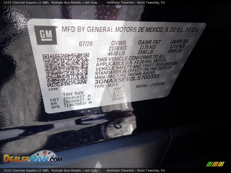 2020 Chevrolet Equinox LS AWD Midnight Blue Metallic / Ash Gray Photo #16