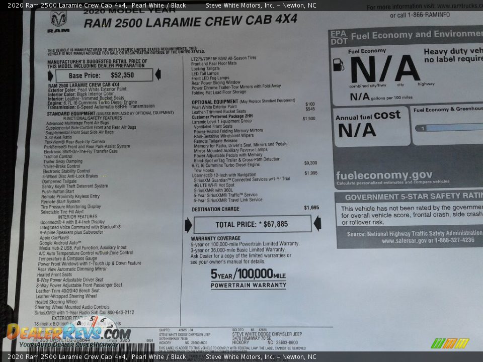 2020 Ram 2500 Laramie Crew Cab 4x4 Pearl White / Black Photo #34