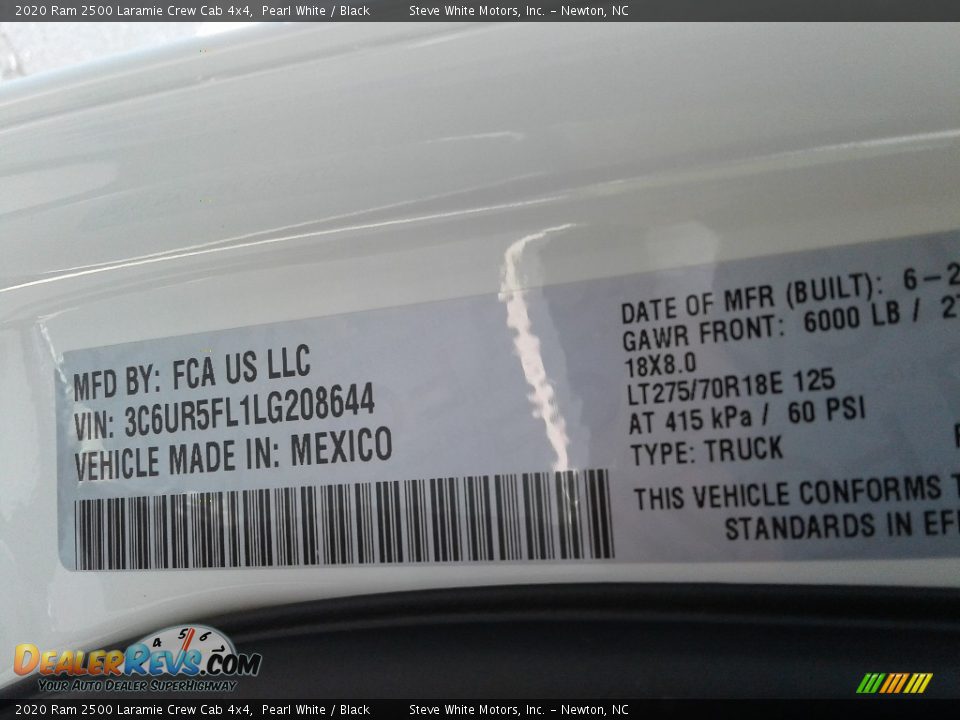 2020 Ram 2500 Laramie Crew Cab 4x4 Pearl White / Black Photo #35