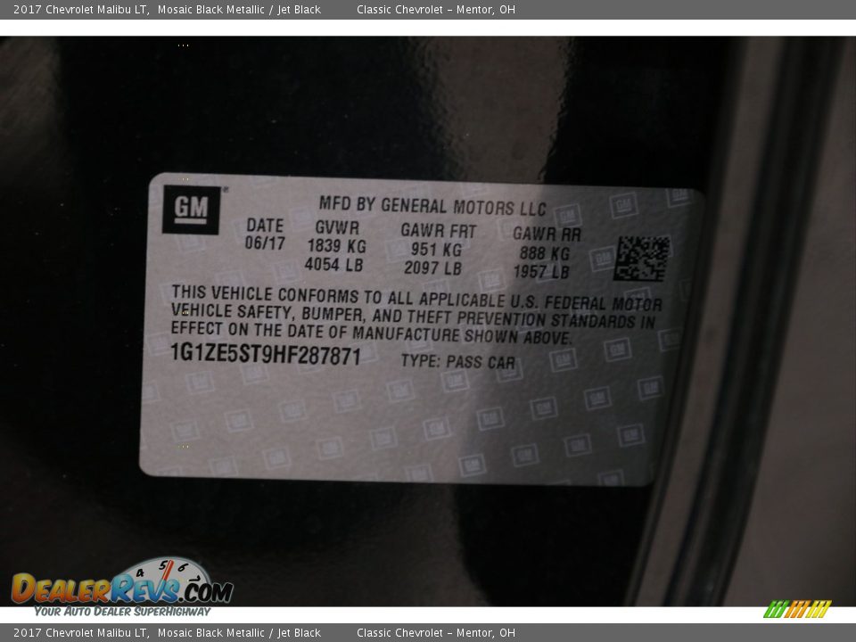 2017 Chevrolet Malibu LT Mosaic Black Metallic / Jet Black Photo #27