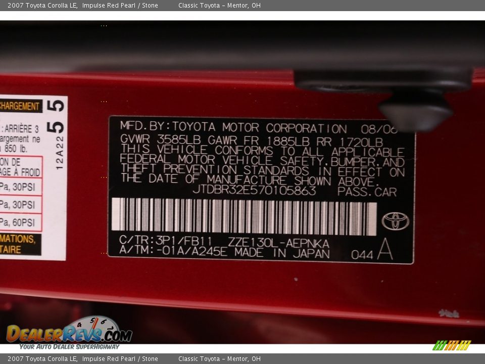 2007 Toyota Corolla LE Impulse Red Pearl / Stone Photo #18