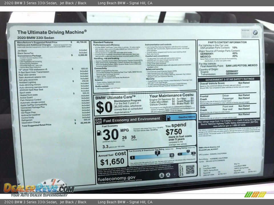 2020 BMW 3 Series 330i Sedan Jet Black / Black Photo #10