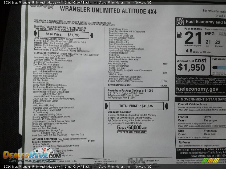 2020 Jeep Wrangler Unlimited Altitude 4x4 Sting-Gray / Black Photo #27