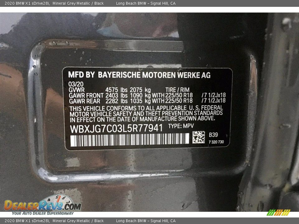 2020 BMW X1 sDrive28i Mineral Grey Metallic / Black Photo #18
