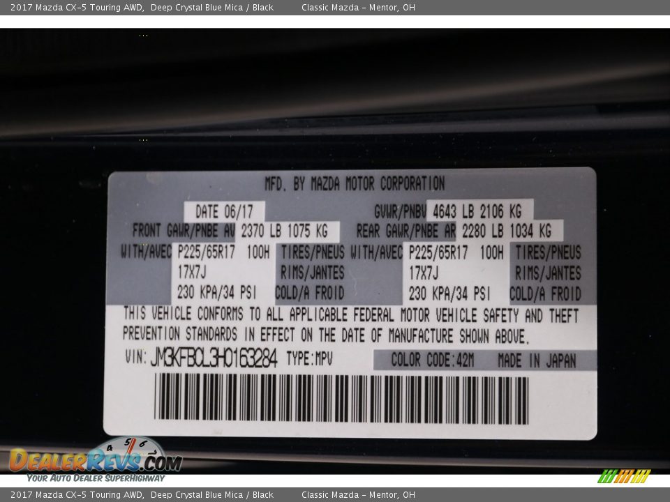 2017 Mazda CX-5 Touring AWD Deep Crystal Blue Mica / Black Photo #23