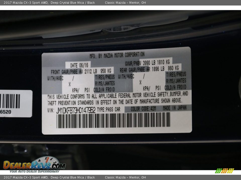 2017 Mazda CX-3 Sport AWD Deep Crystal Blue Mica / Black Photo #25