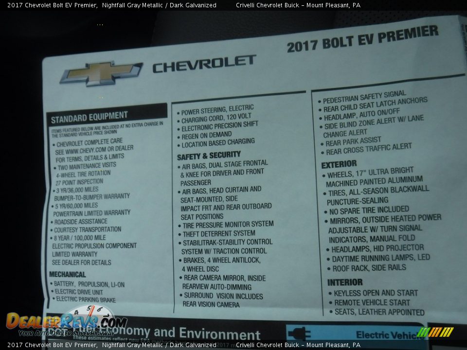 2017 Chevrolet Bolt EV Premier Nightfall Gray Metallic / Dark Galvanized Photo #33