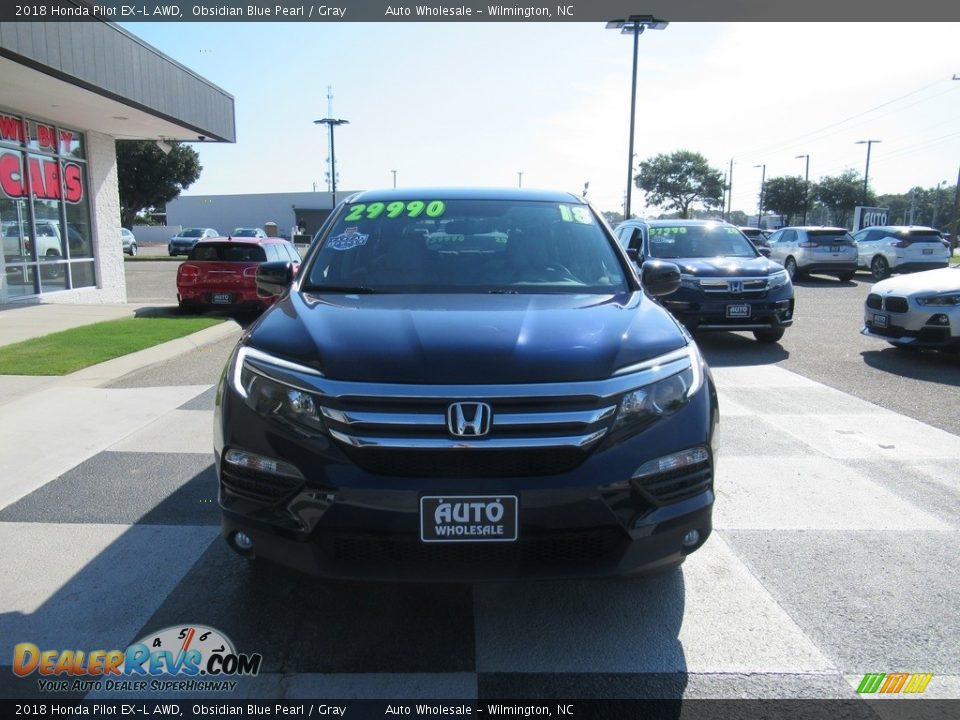 2018 Honda Pilot EX-L AWD Obsidian Blue Pearl / Gray Photo #2