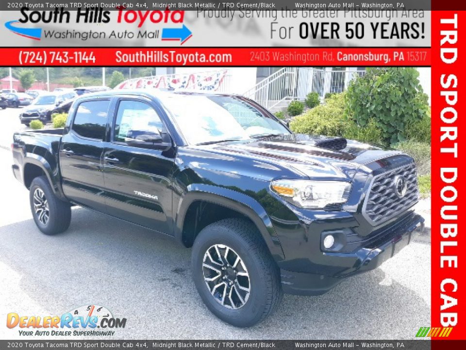 2020 Toyota Tacoma TRD Sport Double Cab 4x4 Midnight Black Metallic / TRD Cement/Black Photo #1