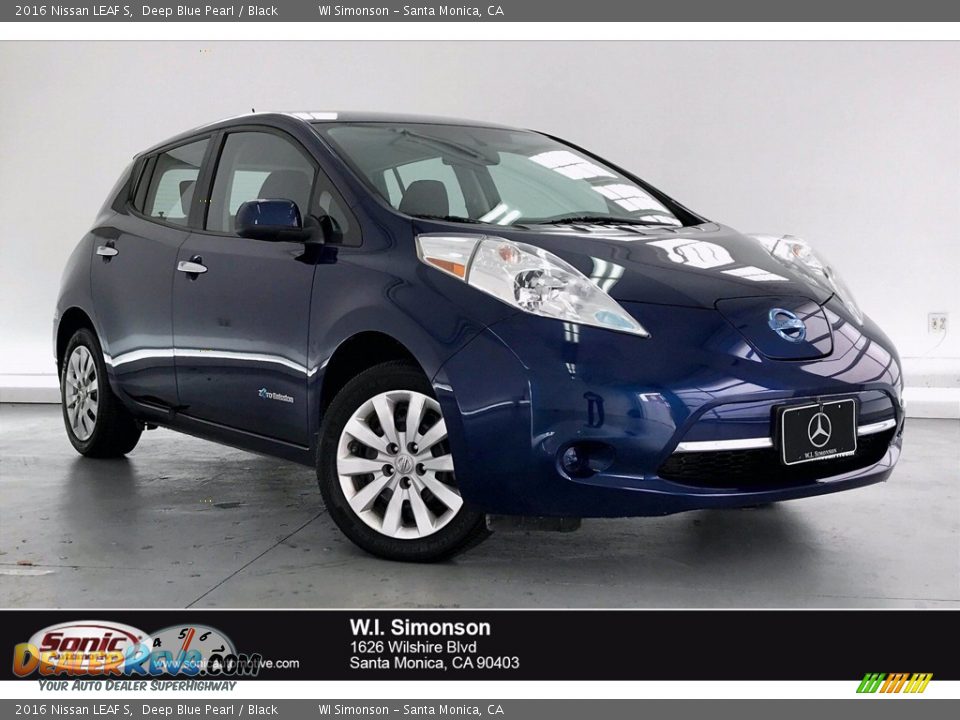 2016 Nissan LEAF S Deep Blue Pearl / Black Photo #1