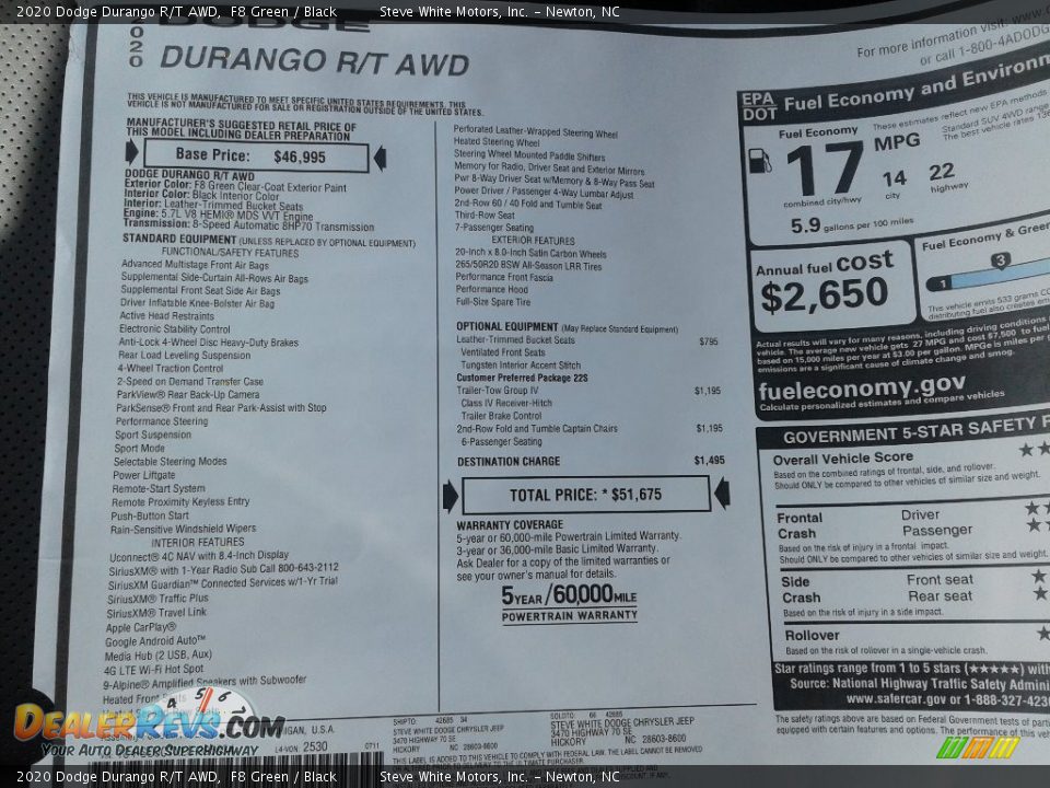 2020 Dodge Durango R/T AWD F8 Green / Black Photo #31
