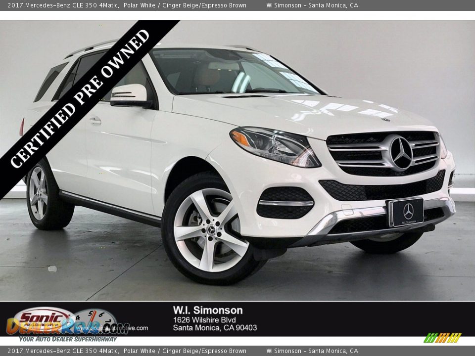 2017 Mercedes-Benz GLE 350 4Matic Polar White / Ginger Beige/Espresso Brown Photo #1