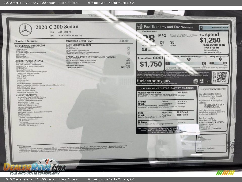 2020 Mercedes-Benz C 300 Sedan Black / Black Photo #10