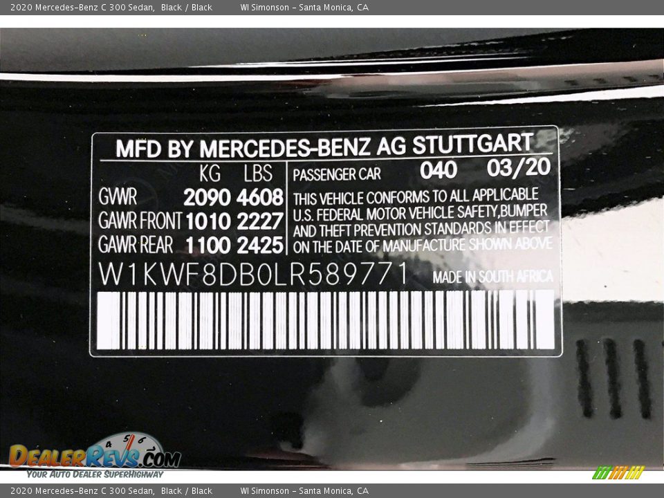 2020 Mercedes-Benz C 300 Sedan Black / Black Photo #11