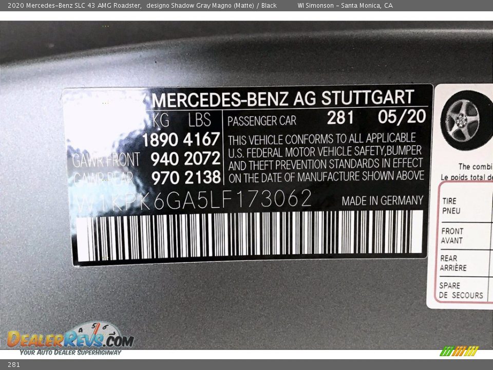 Mercedes-Benz Color Code 281 designo Shadow Gray Magno (Matte)