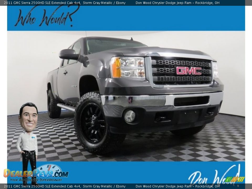 2011 GMC Sierra 2500HD SLE Extended Cab 4x4 Storm Gray Metallic / Ebony Photo #1