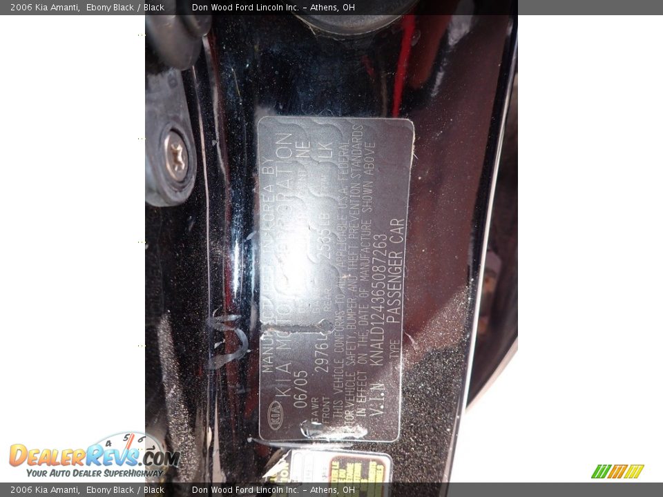 2006 Kia Amanti Ebony Black / Black Photo #16