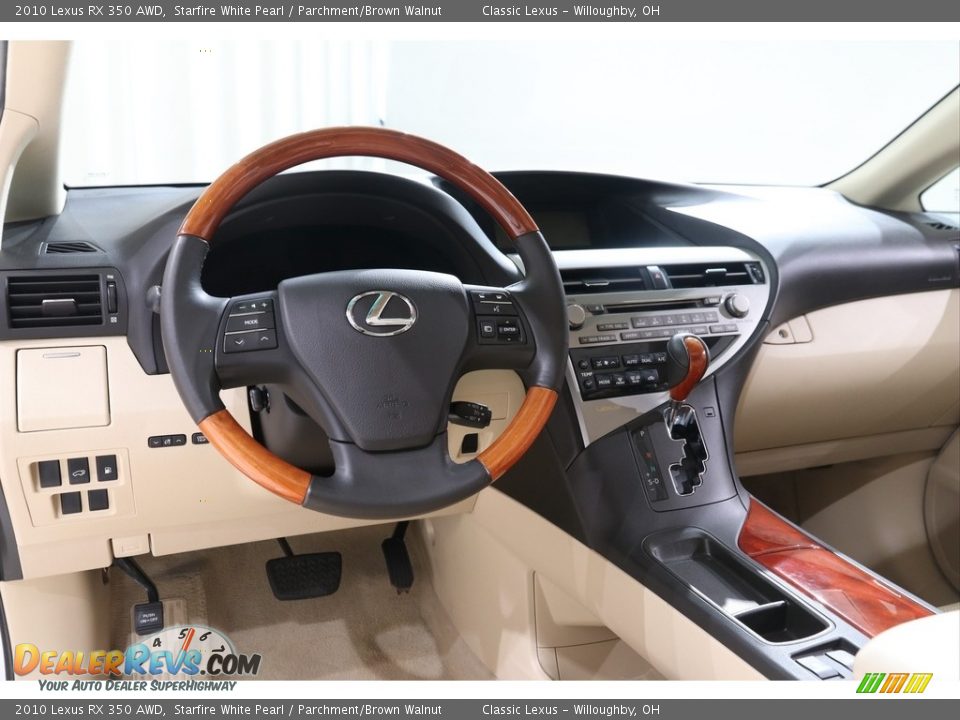 2010 Lexus RX 350 AWD Starfire White Pearl / Parchment/Brown Walnut Photo #6