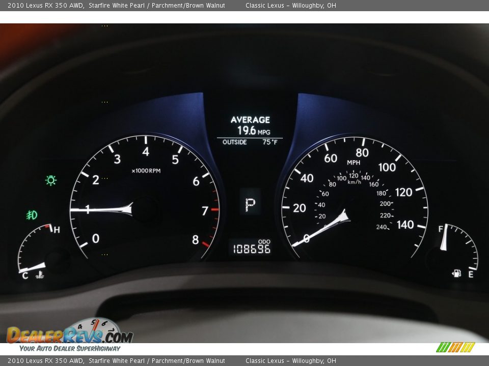 2010 Lexus RX 350 AWD Starfire White Pearl / Parchment/Brown Walnut Photo #8