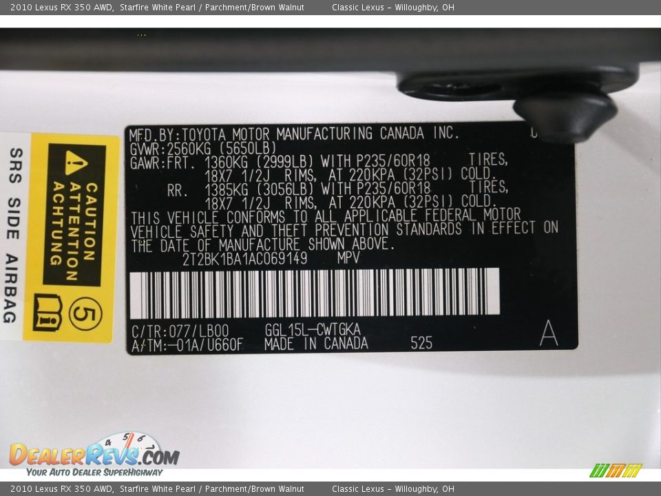 2010 Lexus RX 350 AWD Starfire White Pearl / Parchment/Brown Walnut Photo #21