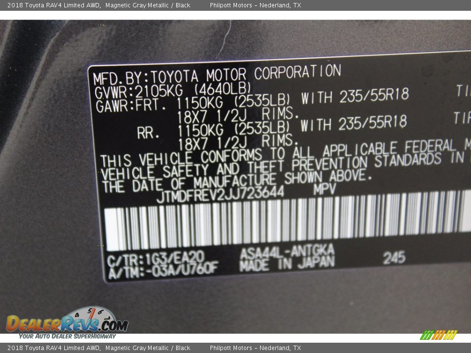 2018 Toyota RAV4 Limited AWD Magnetic Gray Metallic / Black Photo #30