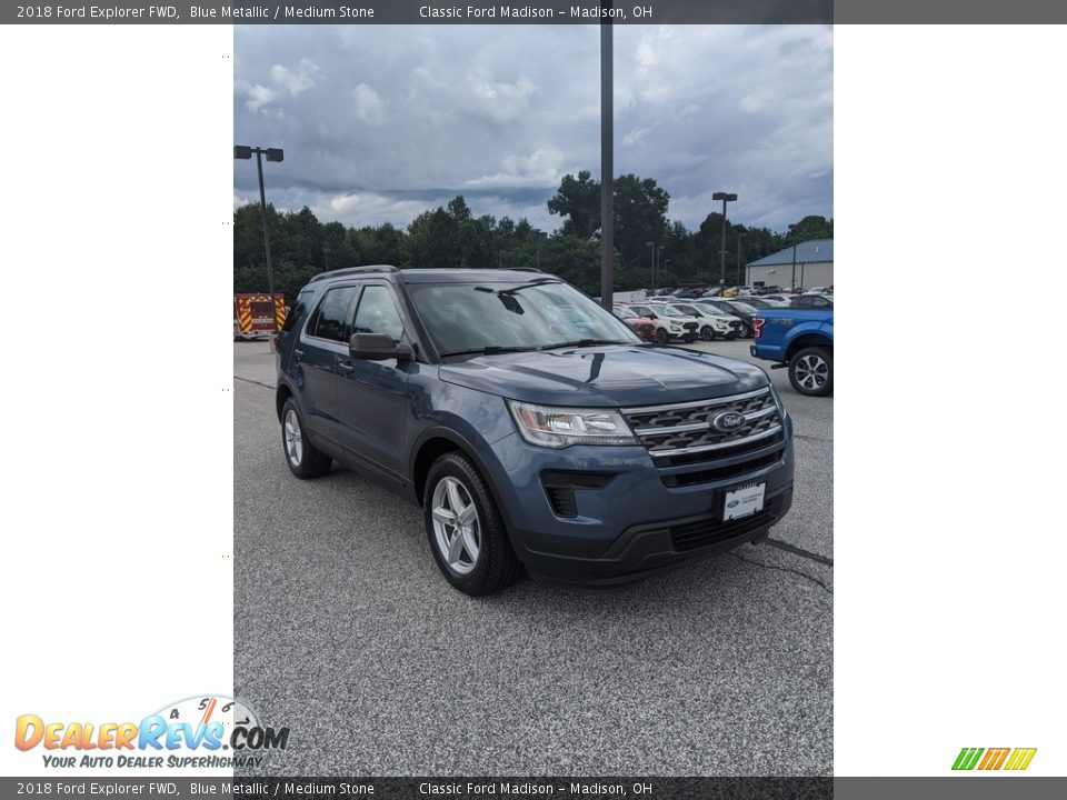 2018 Ford Explorer FWD Blue Metallic / Medium Stone Photo #15