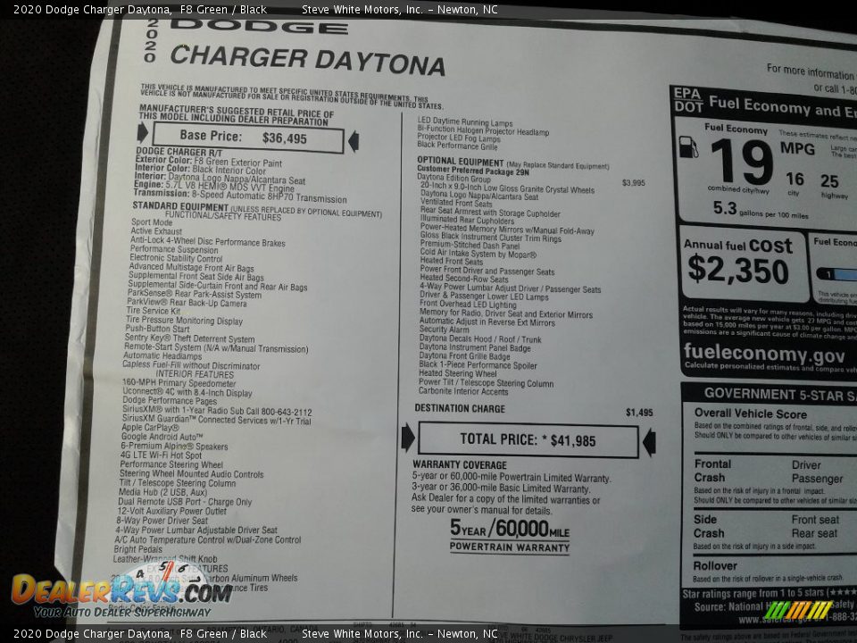 2020 Dodge Charger Daytona Window Sticker Photo #29