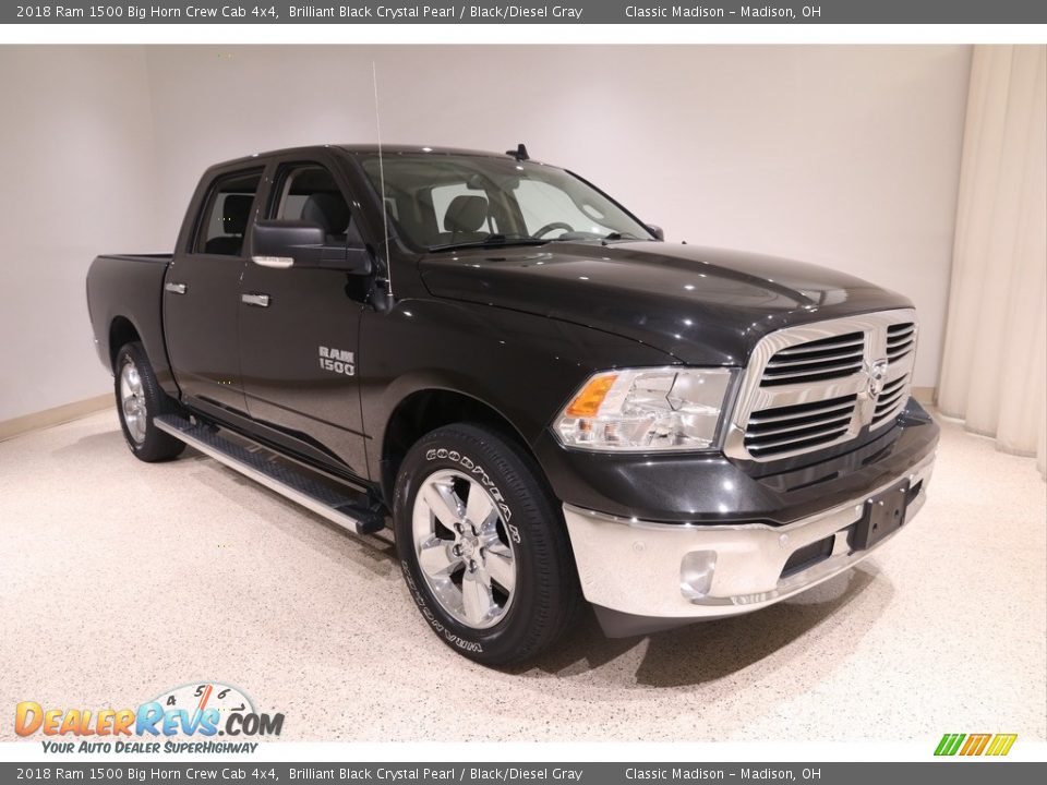 2018 Ram 1500 Big Horn Crew Cab 4x4 Brilliant Black Crystal Pearl / Black/Diesel Gray Photo #1