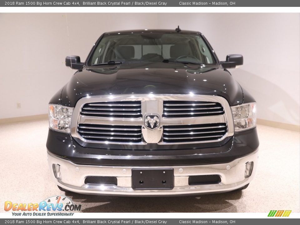 2018 Ram 1500 Big Horn Crew Cab 4x4 Brilliant Black Crystal Pearl / Black/Diesel Gray Photo #2