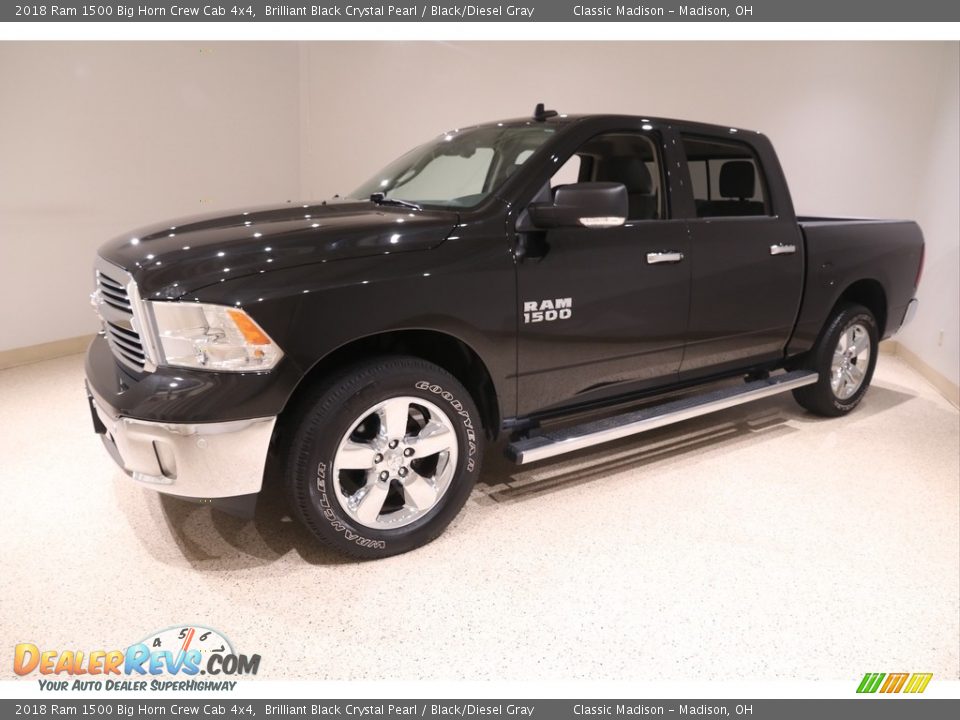 2018 Ram 1500 Big Horn Crew Cab 4x4 Brilliant Black Crystal Pearl / Black/Diesel Gray Photo #3