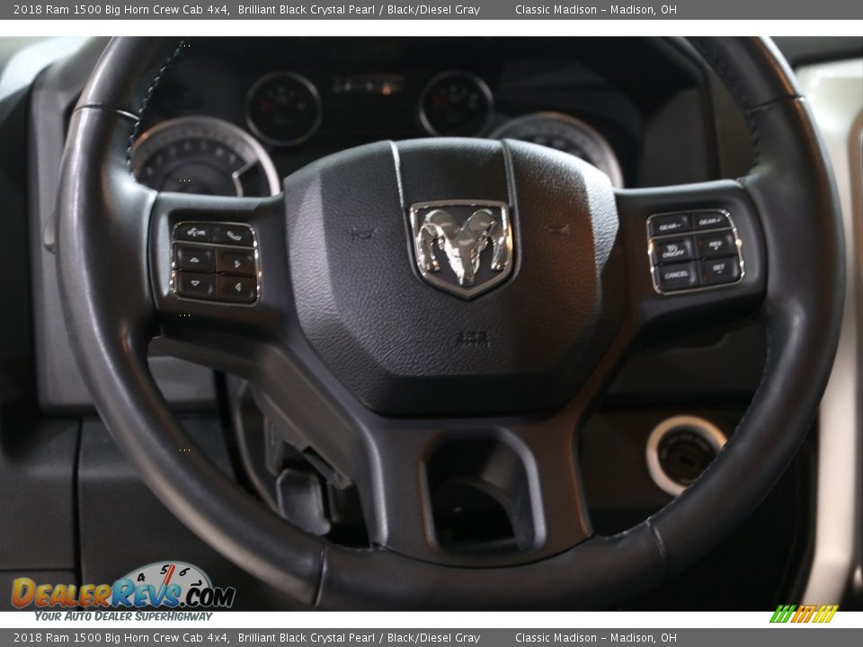 2018 Ram 1500 Big Horn Crew Cab 4x4 Brilliant Black Crystal Pearl / Black/Diesel Gray Photo #7