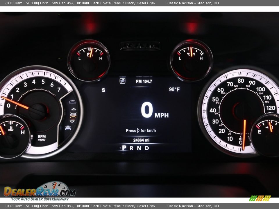 2018 Ram 1500 Big Horn Crew Cab 4x4 Brilliant Black Crystal Pearl / Black/Diesel Gray Photo #9