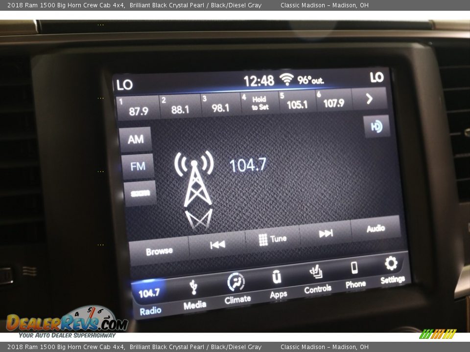 2018 Ram 1500 Big Horn Crew Cab 4x4 Brilliant Black Crystal Pearl / Black/Diesel Gray Photo #10