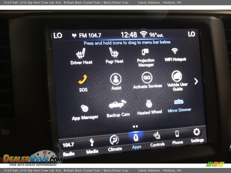 2018 Ram 1500 Big Horn Crew Cab 4x4 Brilliant Black Crystal Pearl / Black/Diesel Gray Photo #12