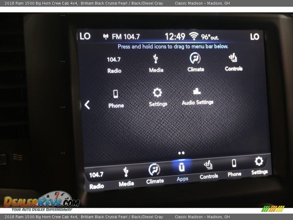 2018 Ram 1500 Big Horn Crew Cab 4x4 Brilliant Black Crystal Pearl / Black/Diesel Gray Photo #13