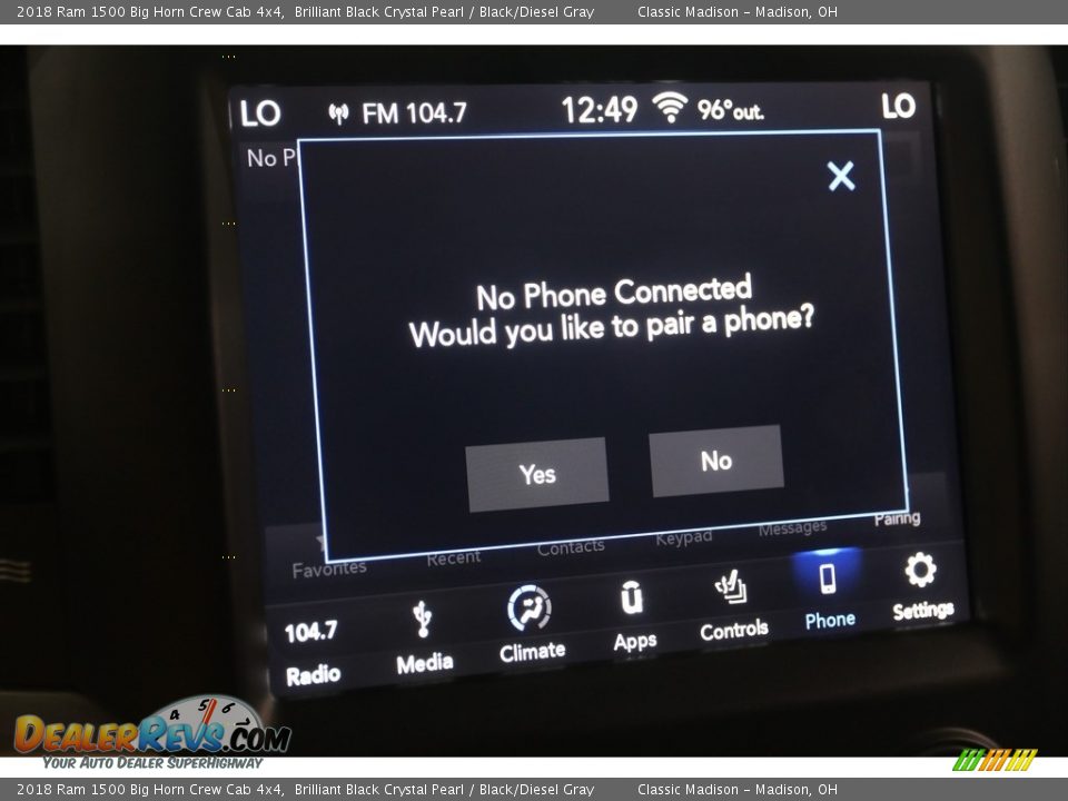 2018 Ram 1500 Big Horn Crew Cab 4x4 Brilliant Black Crystal Pearl / Black/Diesel Gray Photo #15