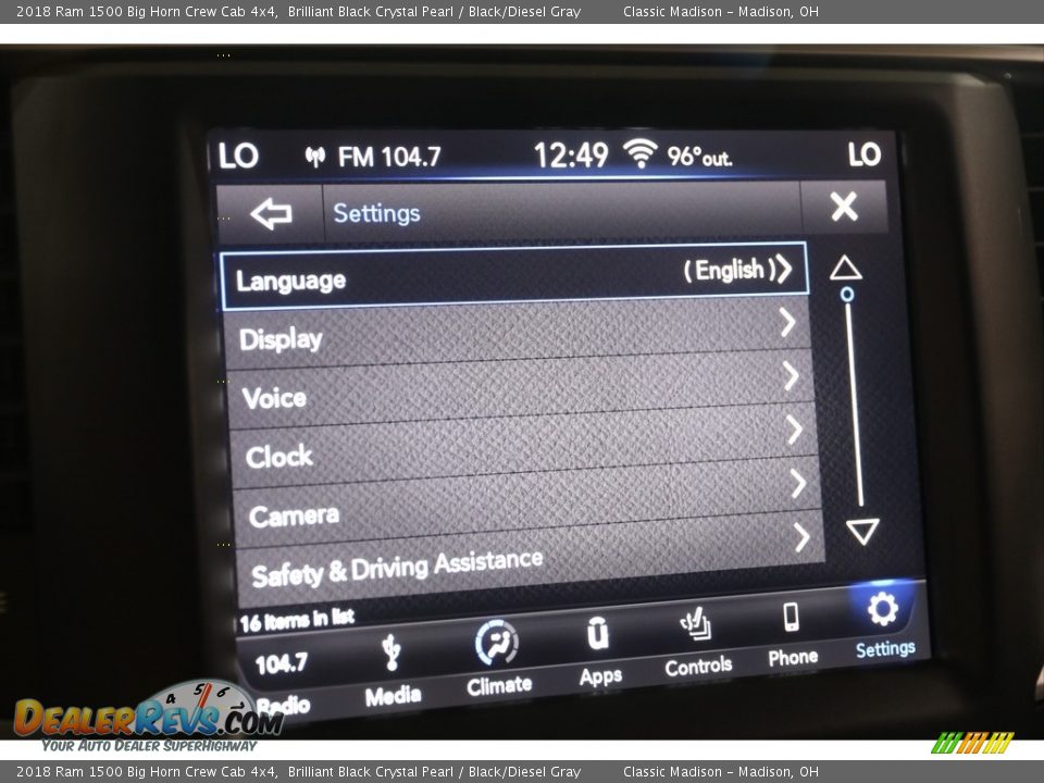 2018 Ram 1500 Big Horn Crew Cab 4x4 Brilliant Black Crystal Pearl / Black/Diesel Gray Photo #16