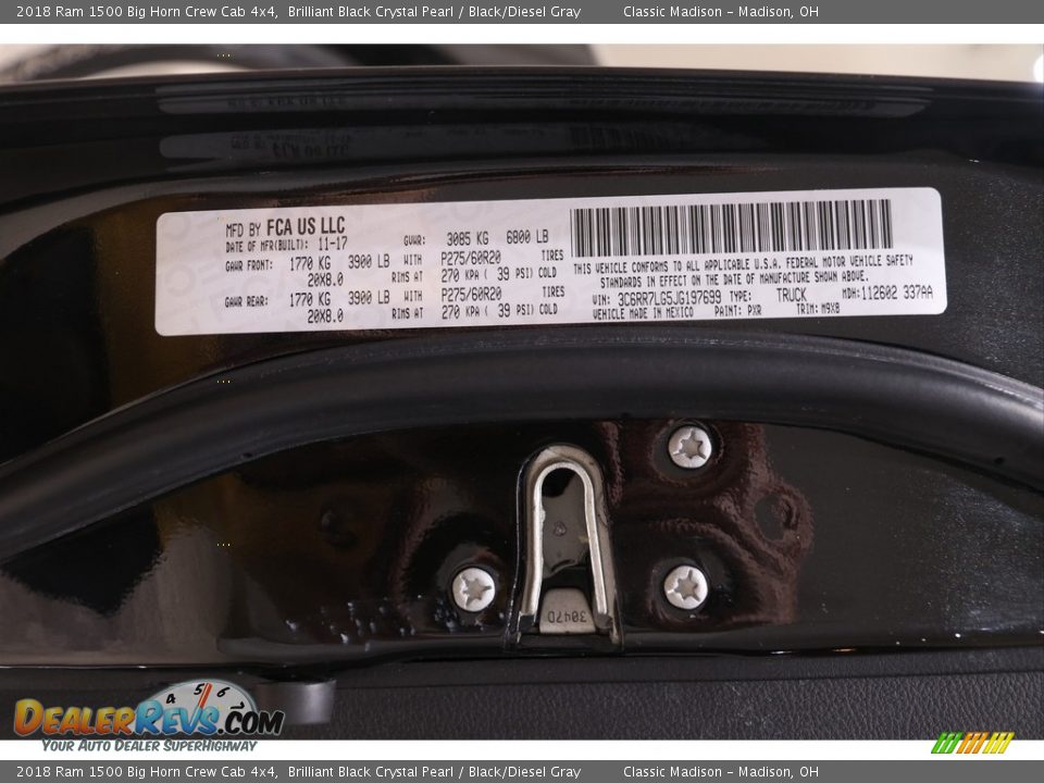 2018 Ram 1500 Big Horn Crew Cab 4x4 Brilliant Black Crystal Pearl / Black/Diesel Gray Photo #23