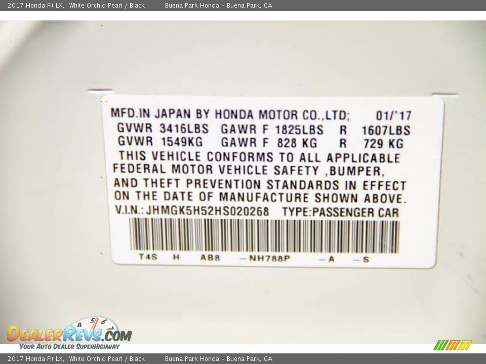 2017 Honda Fit LX White Orchid Pearl / Black Photo #35