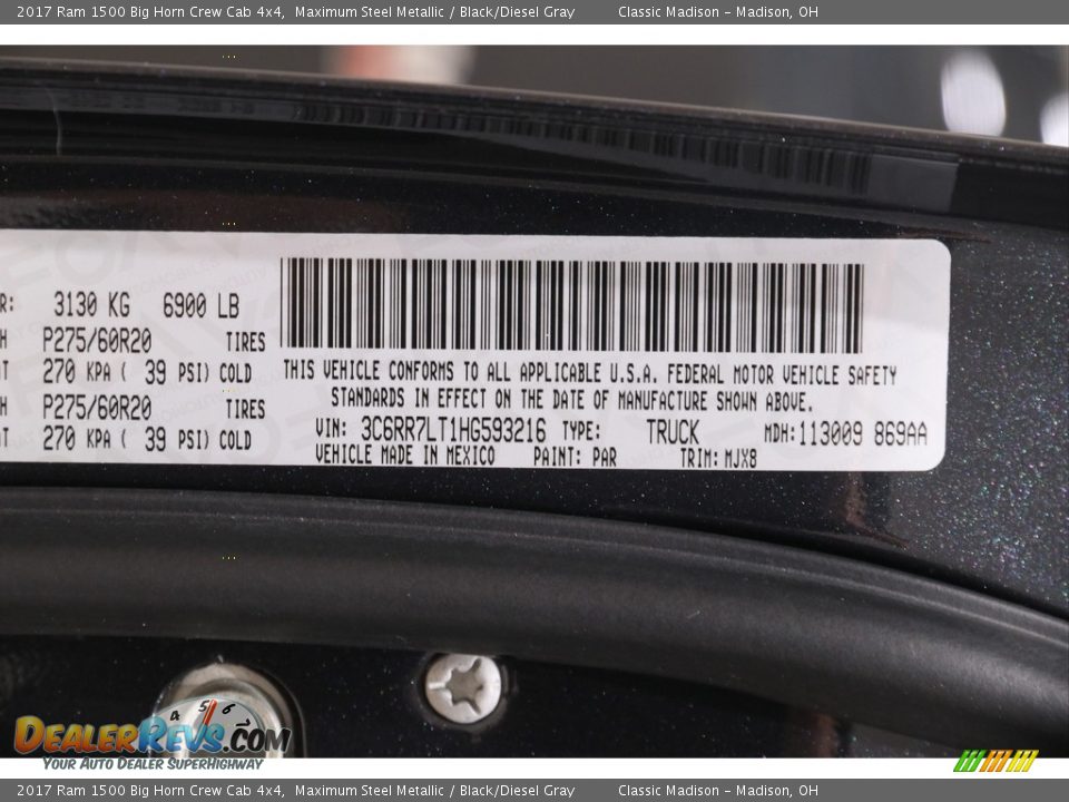 2017 Ram 1500 Big Horn Crew Cab 4x4 Maximum Steel Metallic / Black/Diesel Gray Photo #26
