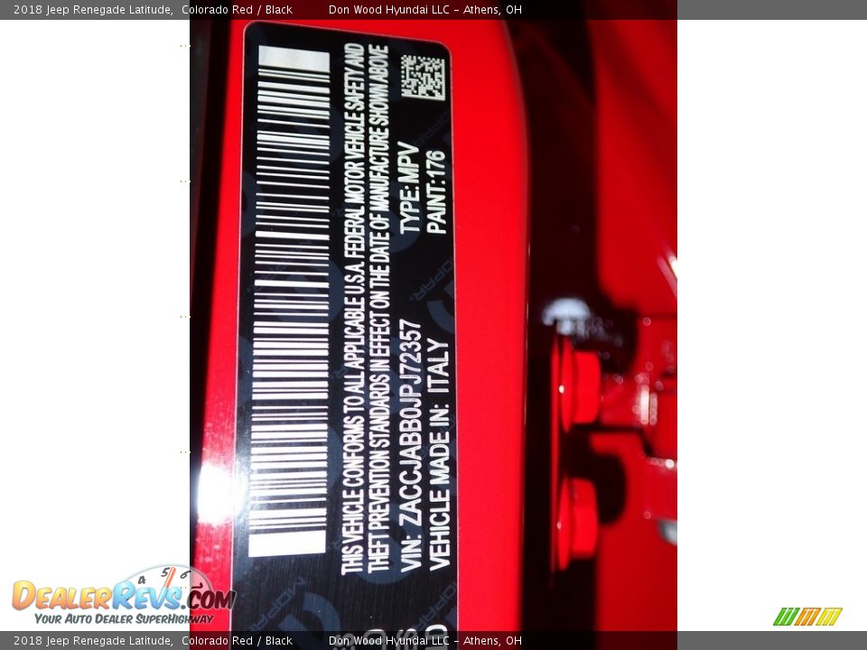 2018 Jeep Renegade Latitude Colorado Red / Black Photo #33