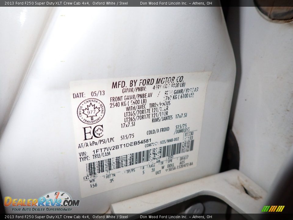 2013 Ford F250 Super Duty XLT Crew Cab 4x4 Oxford White / Steel Photo #27